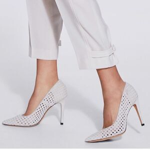 IRO Larson Perforated Suede Pointed Toe Pumps Ecru Size EU 41